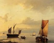 Barend Shipping In A Calm - 约翰内斯·赫曼努斯·库库克